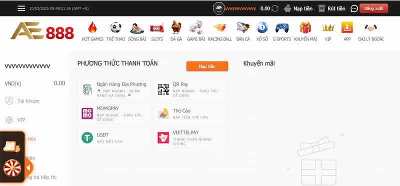 Giới thiệu cách nạp tiền tài khoản tại AE888 bằng tài khoản ngân hàng